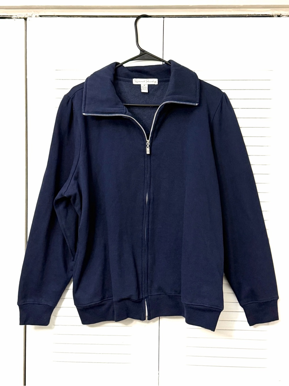 Navy blue French Laundry full-zip butterfly Y2K sweatshirt XL T0178